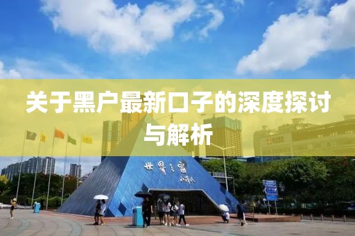 關于黑戶最新口子的深度探討與解析
