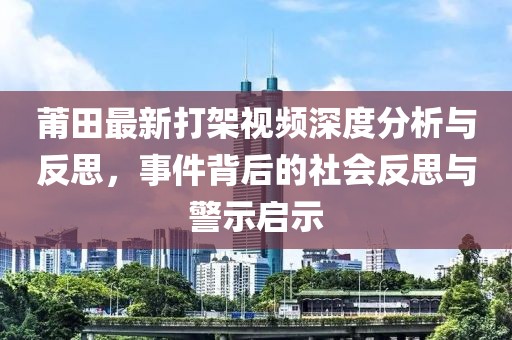 莆田最新打架視頻深度分析與反思，事件背后的社會(huì)反思與警示啟示