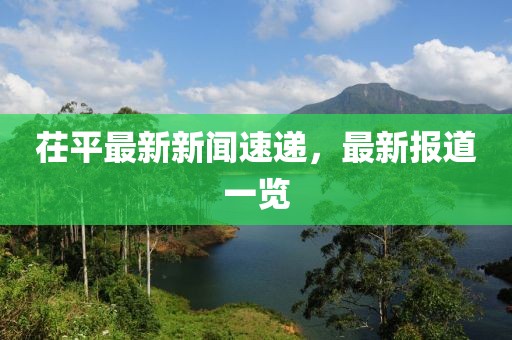茌平最新新聞速遞，最新報道一覽