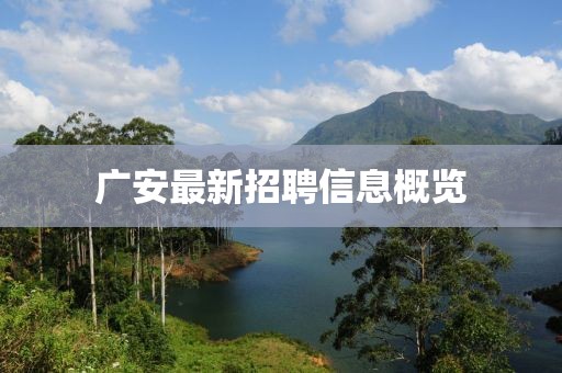 廣安最新招聘信息概覽