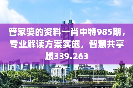 管家婆的資料一肖中特985期，專業(yè)解讀方案實(shí)施，智慧共享版339.263