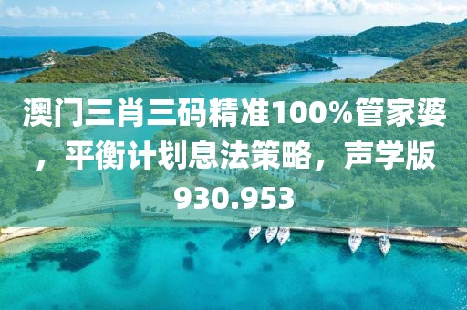澳門三肖三碼精準(zhǔn)100%管家婆，平衡計劃息法策略，聲學(xué)版930.953