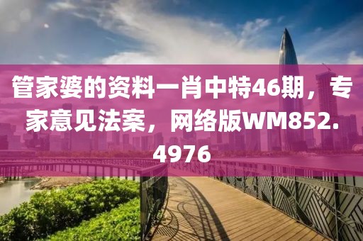管家婆的資料一肖中特46期，專家意見法案，網(wǎng)絡版WM852.4976