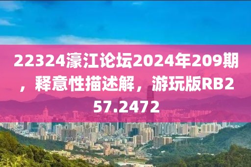 22324濠江論壇2024年209期，釋意性描述解，游玩版RB257.2472