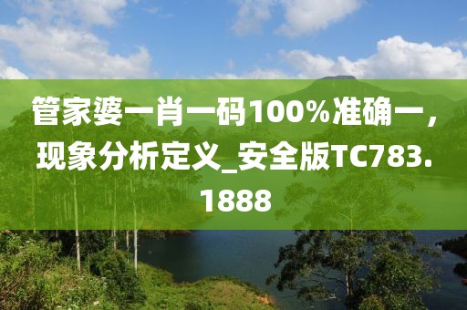 管家婆一肖一碼100%準(zhǔn)確一，現(xiàn)象分析定義_安全版TC783.1888